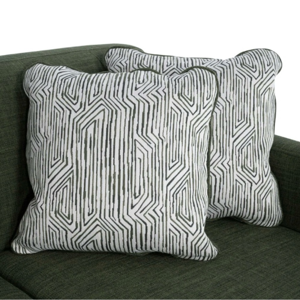 Geometric Olive Green and White and solid green Pillow Cover- set of 4- NWOT